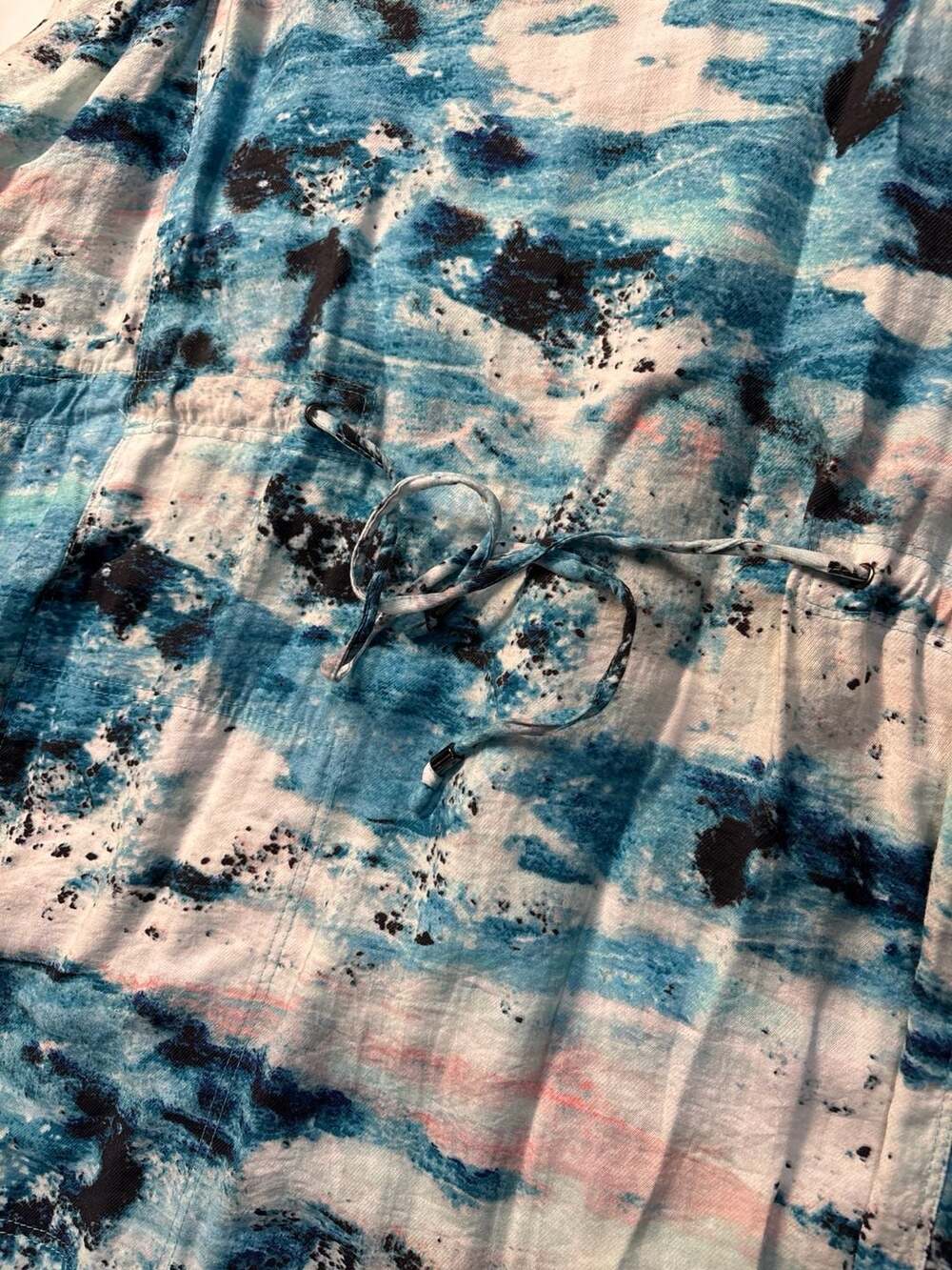 Calvin Klein Jeans Sleeveless Watercolor Ripple Print Drawstring Waist Dress - Picture 4 of 11